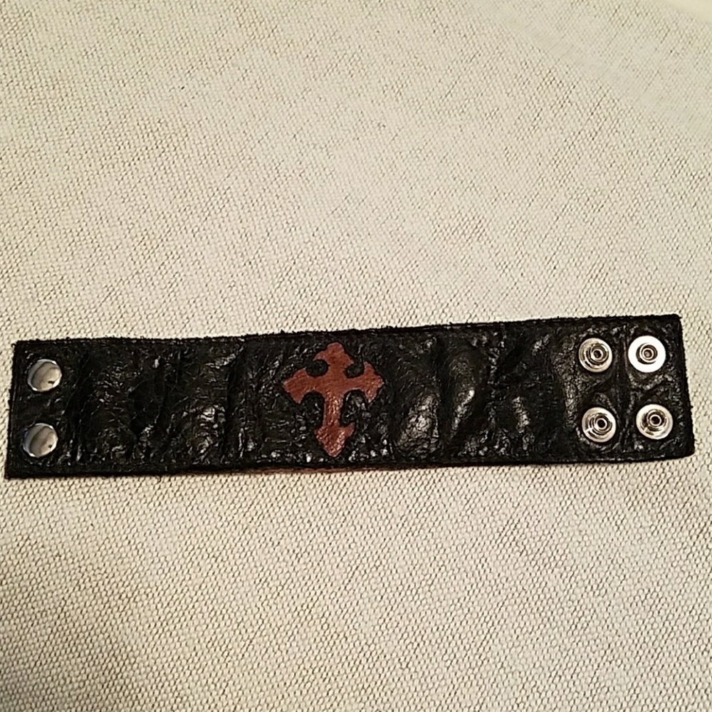 Leather cross bracelet